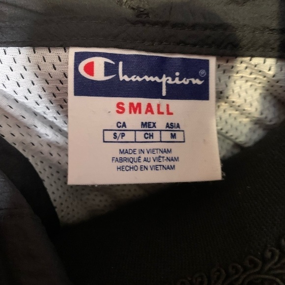 Champion Black, White & Colorful Logo Windbreaker Light Jacket Size Small - Picture 5 of 5